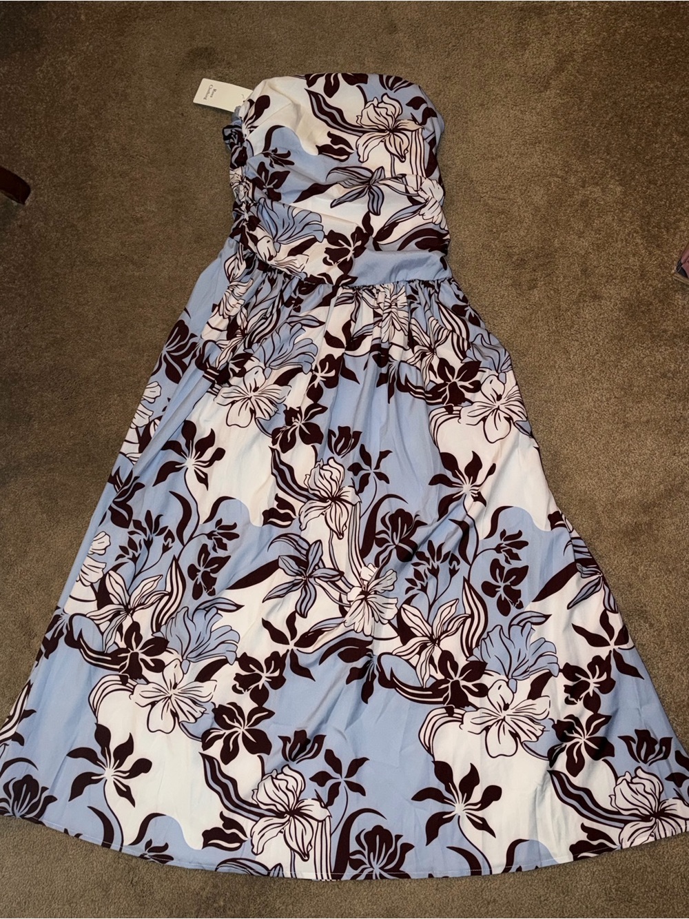 Women’s Size small Strapless Light Blue Floral Maxi Dress
